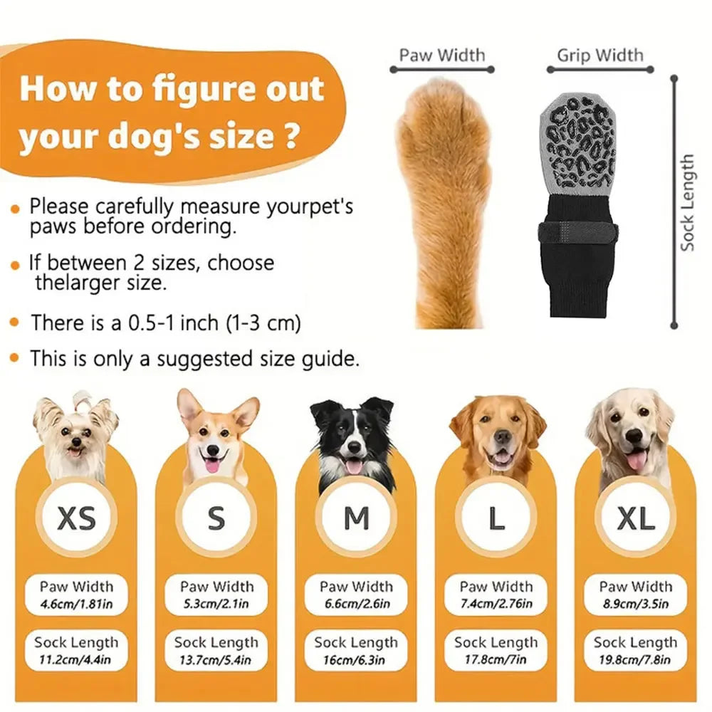 4pcs Dog Paw Protectors Anti-Slip Boots with Traction