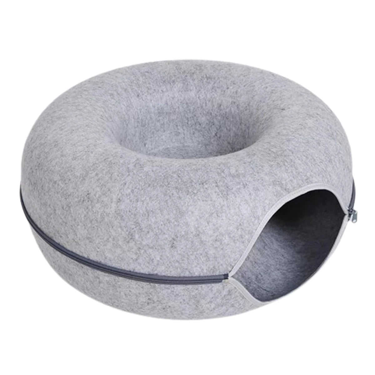 Felt Donut Cat Bed with Tunnel & Hideaway