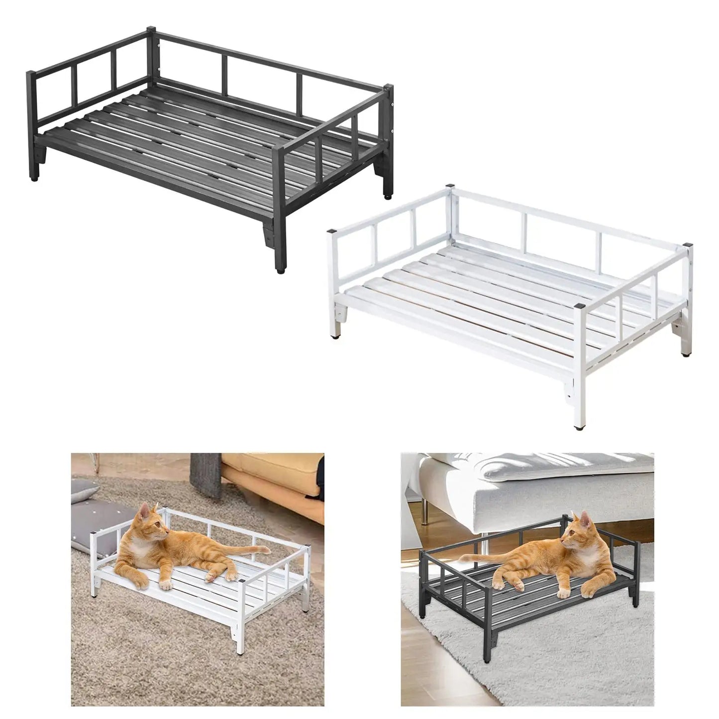 Adjustable Dog Bed with Rails and Non-Slip Feet
