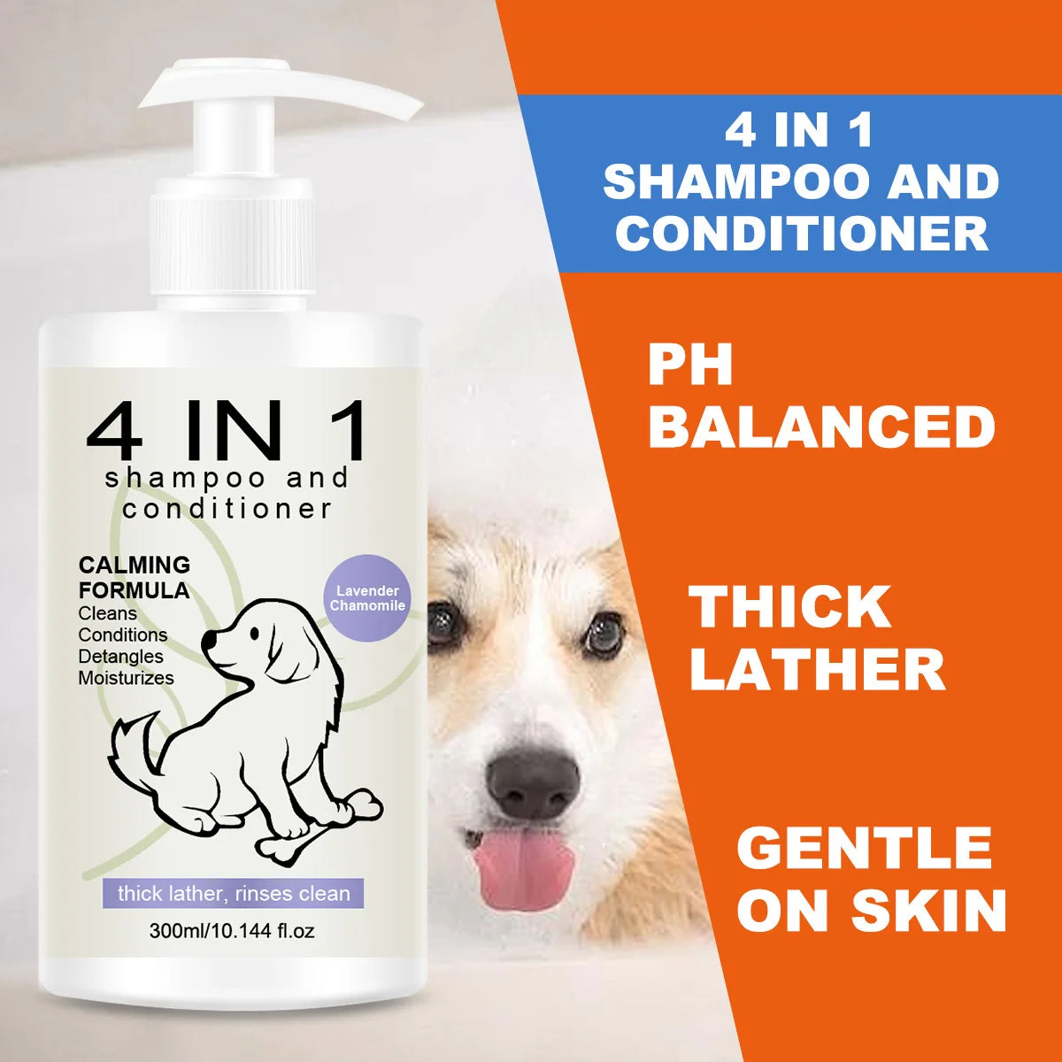 4-in-1 Pet Shampoo and Conditioner for Dogs and Cats