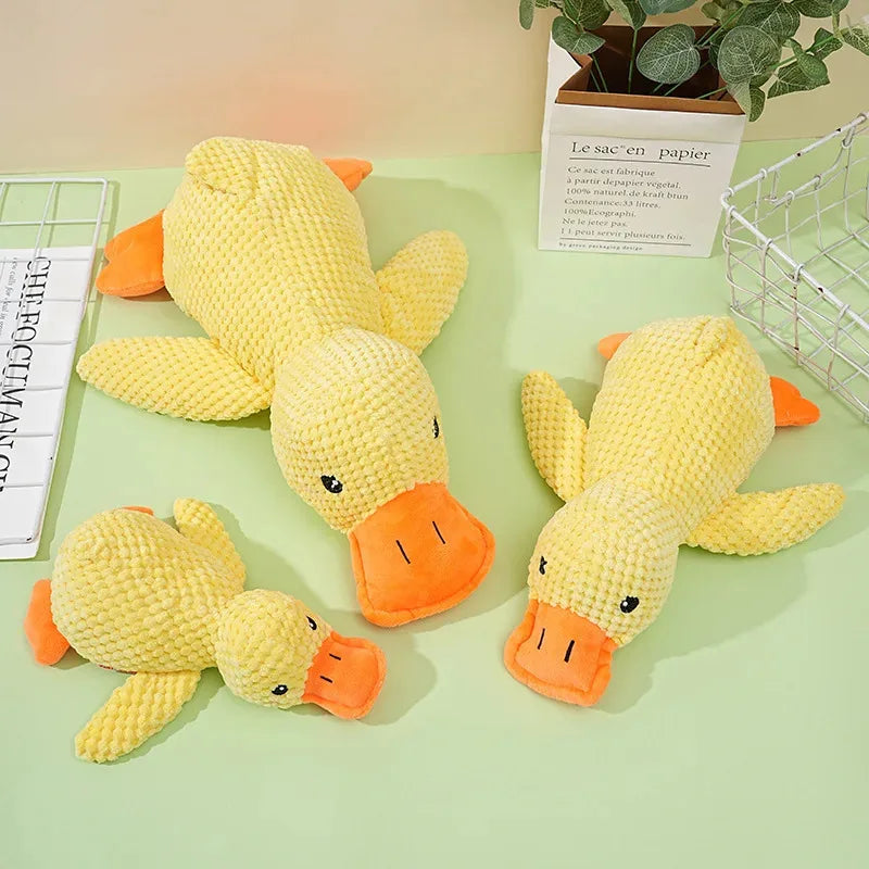 Plush Duck Dog Toy – Chew, Squeak, Calming