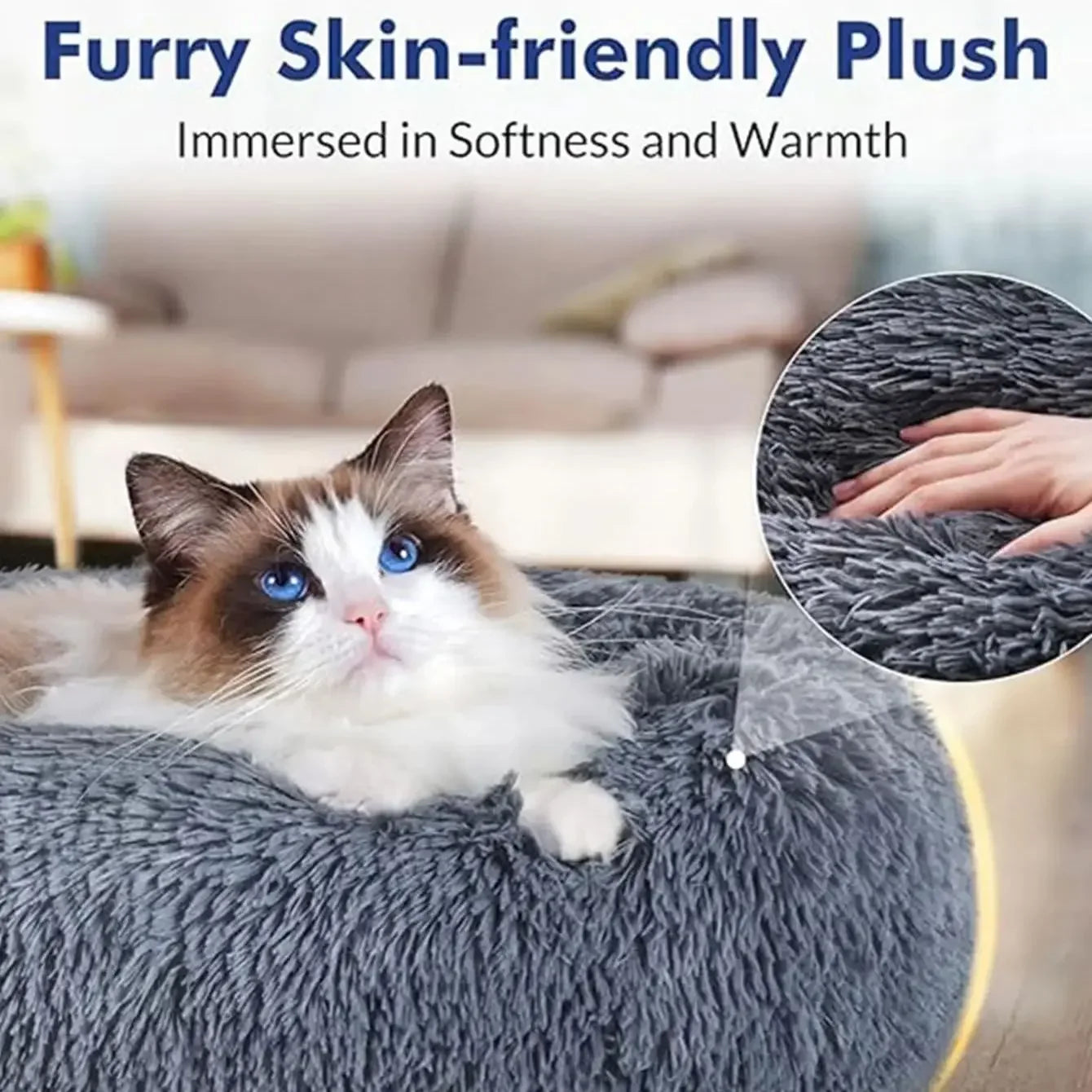 Round Plush Pet Bed for Large and Medium Dogs