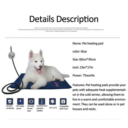 45×60cm Pet Electric Heating Pad Adjustable Temperature Mat