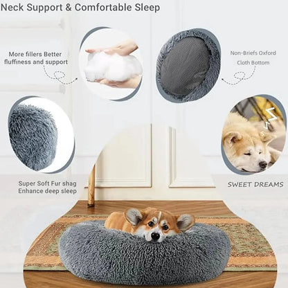 Round Plush Pet Bed for Large and Medium Dogs
