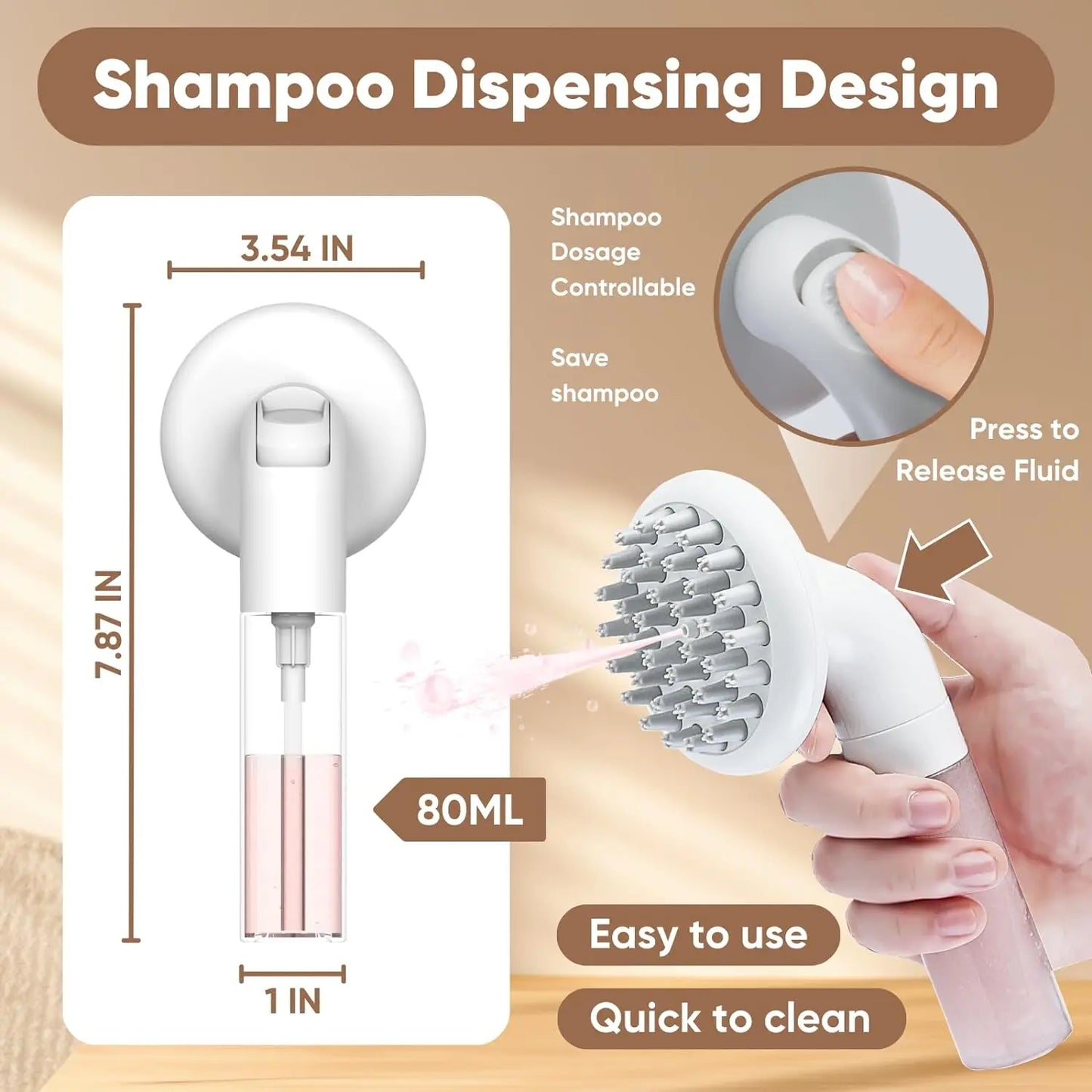 3 in 1 Dog Bath Brush Soft Silicone Grooming Shampoo Brush