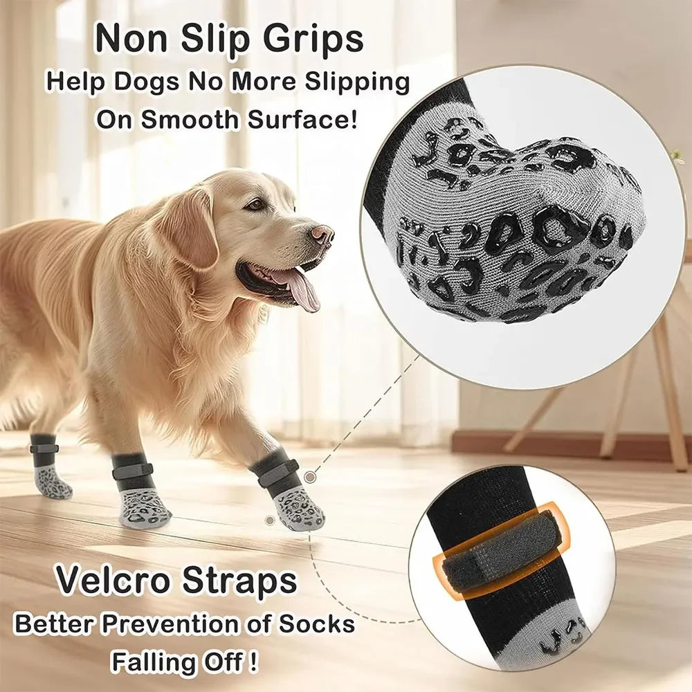 4pcs Dog Paw Protectors Anti-Slip Boots with Traction