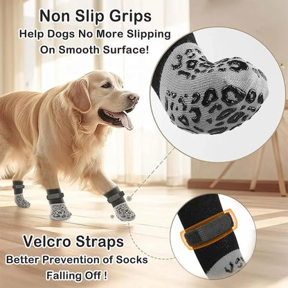 4pcs Dog Paw Protectors Anti-Slip Boots with Traction