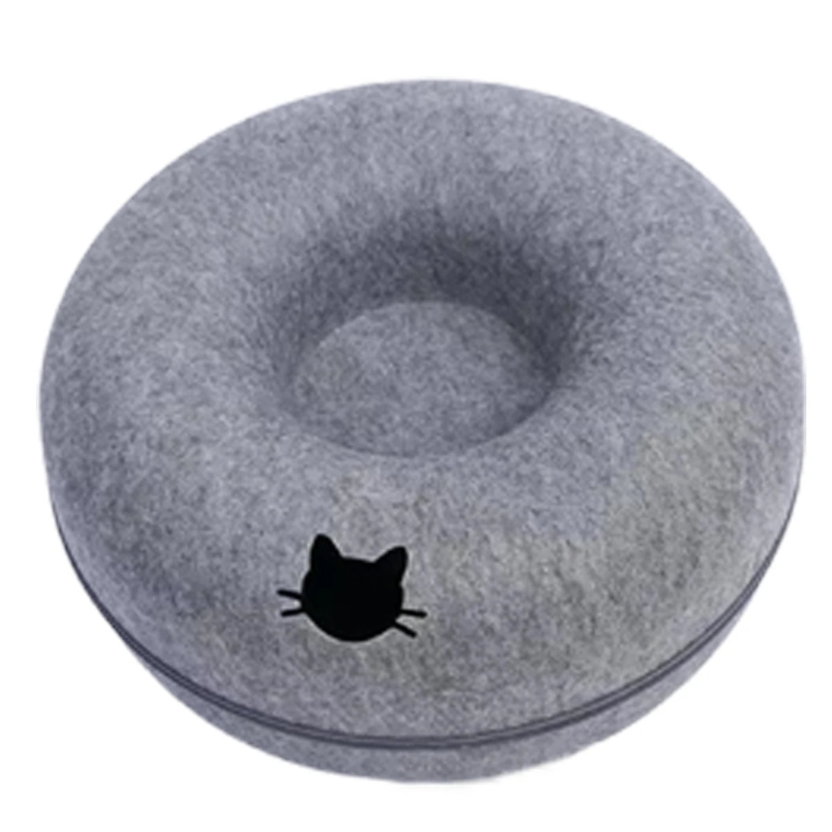 Felt Donut Cat Bed with Tunnel & Hideaway