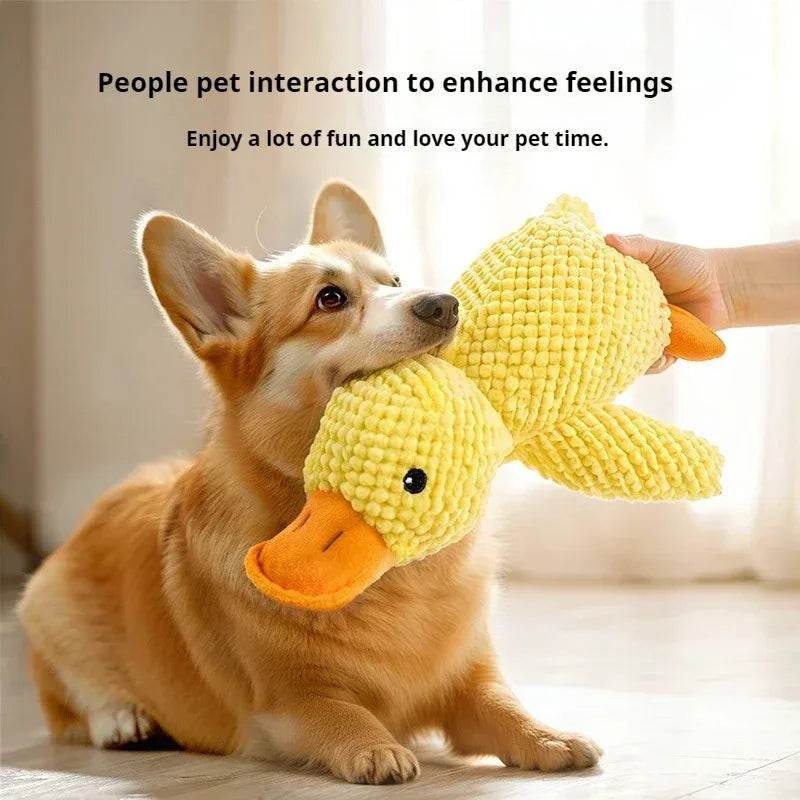 Plush Duck Dog Toy – Chew, Squeak, Calming