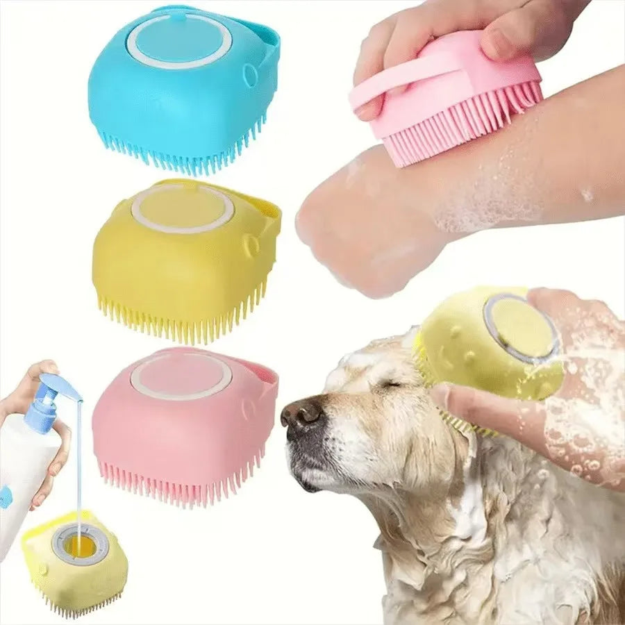 Pet Dog Shampoo Brush Soft Silicone Grooming Comb
