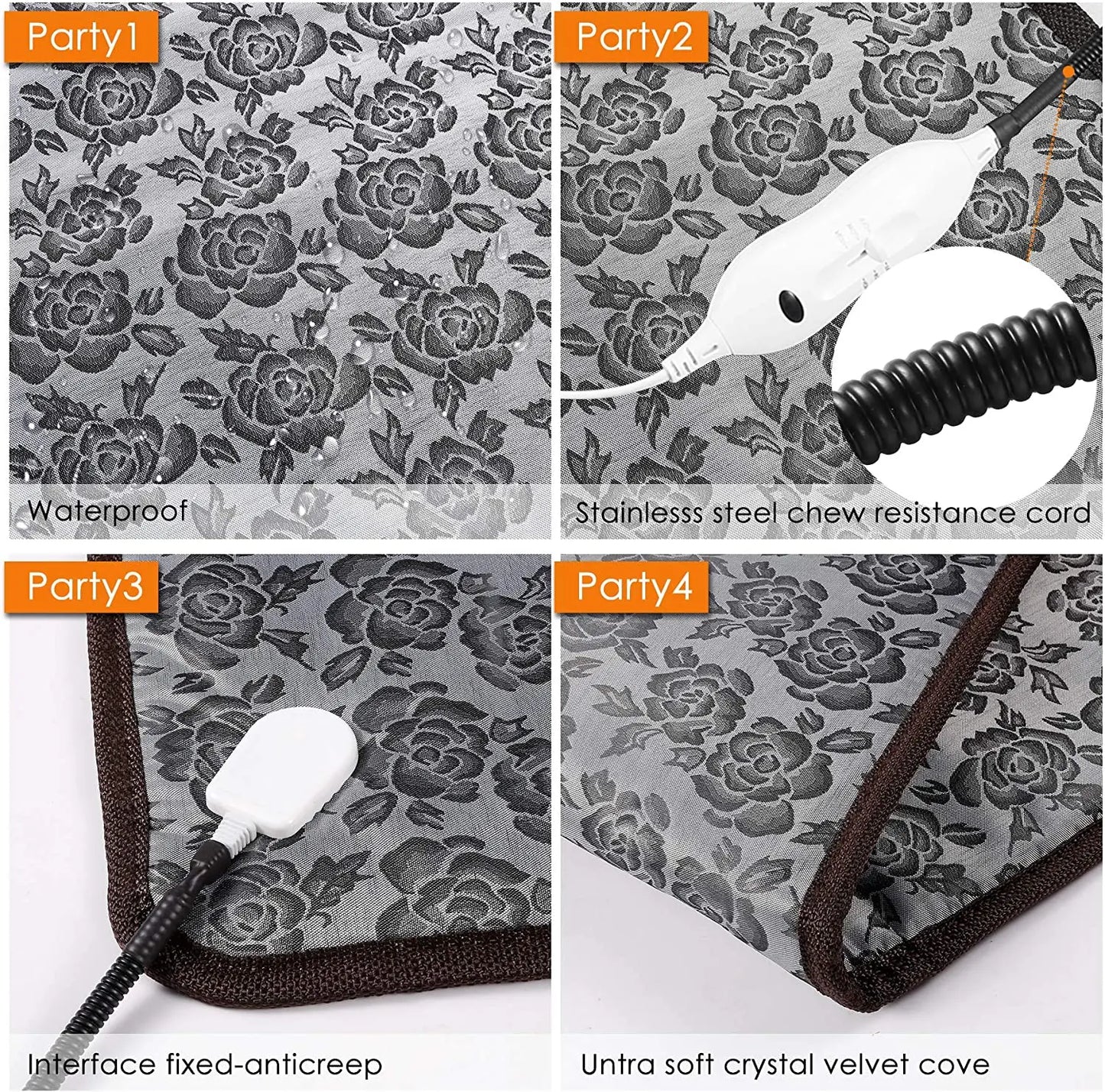 Pet Electric Heating Pad Adjustable Waterproof Mat for Dogs Cats