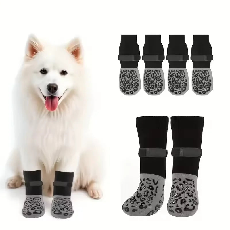4pcs Dog Paw Protectors Anti-Slip Boots with Traction
