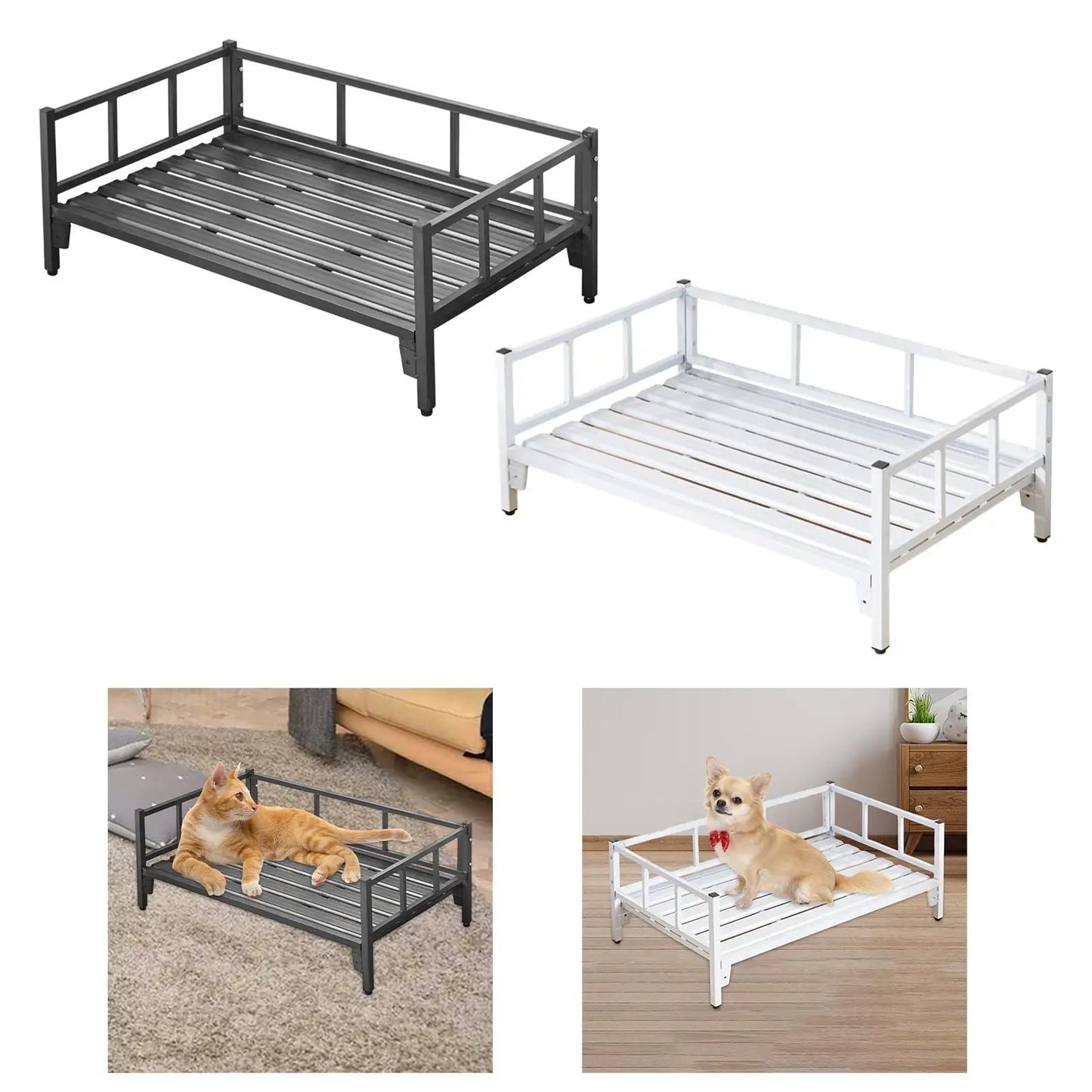 Adjustable Dog Bed with Rails and Non-Slip Feet